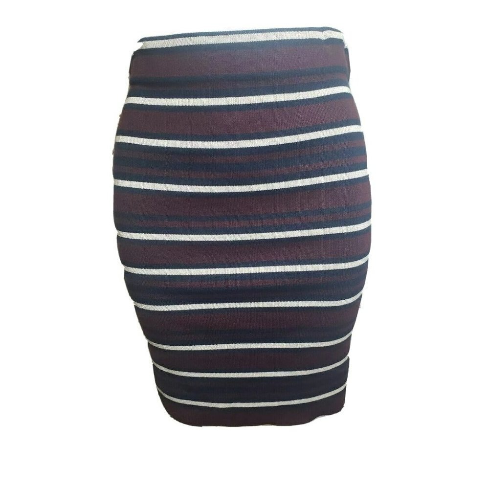 LOFT dressbarn marron blue Striped Stretch Knit Pencil Skirt Size xsp New $55